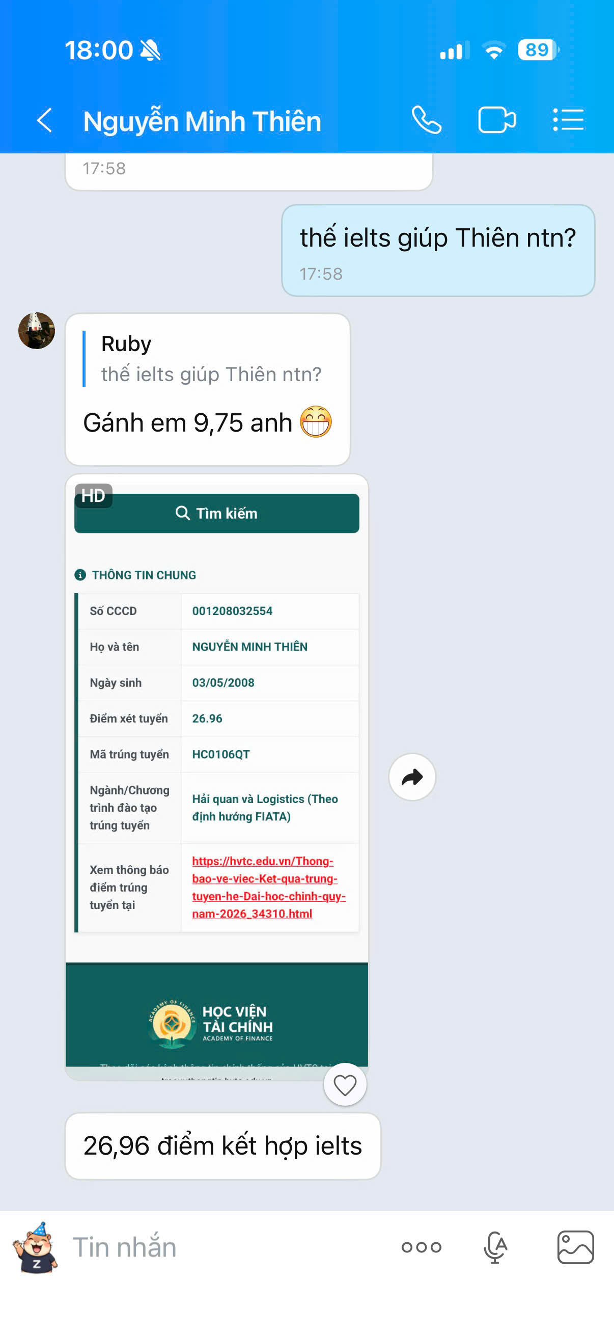 Minh chứng kết quả IELTS đã ẩn thông tin định danh 3